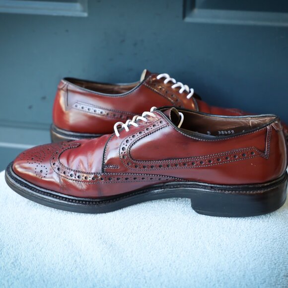 Allen Edmonds 9-D No-Model Mens Burgundy Wingtip Derby Dress Shoes - Picture 7 of 14